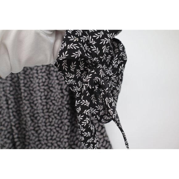 Michael Kors Floral Off-Shoulder Blouse Tie Sleeves L Lightweight & Breathable - Picture 6 of 8